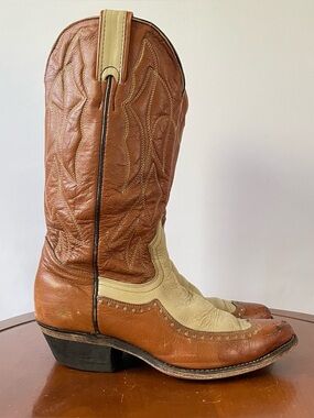 Two-Tone Leather Cowboy Boots | US 7